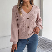 Cable-knit, Flared-sleeve Womens Casual Pullover Sweater