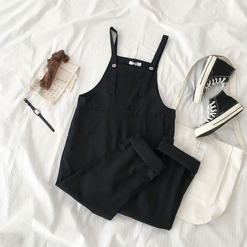 Korean Style Loose Fit Summer Suspender Pants for Women