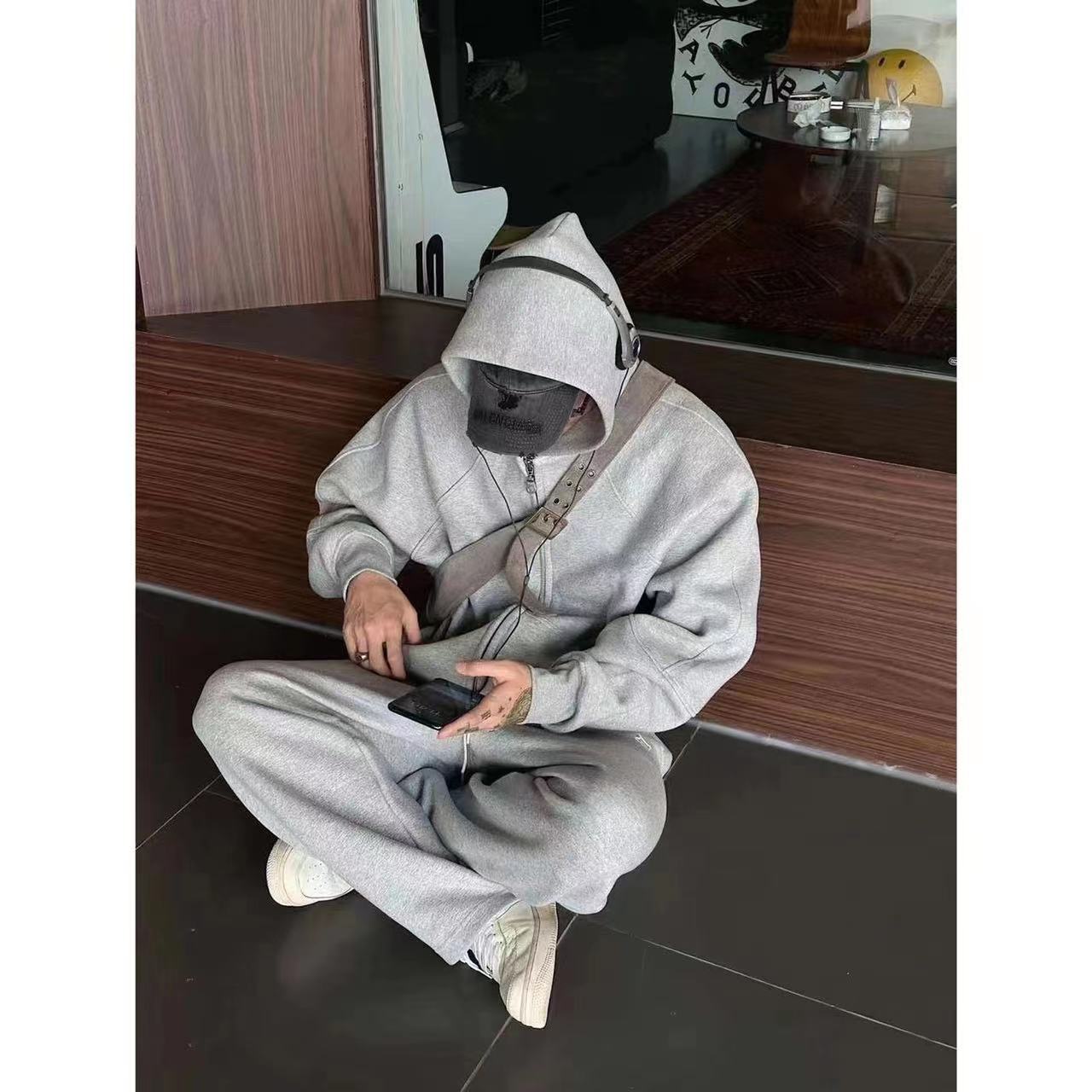 Men's Casual Corduroy Hooded Zip Cardigan