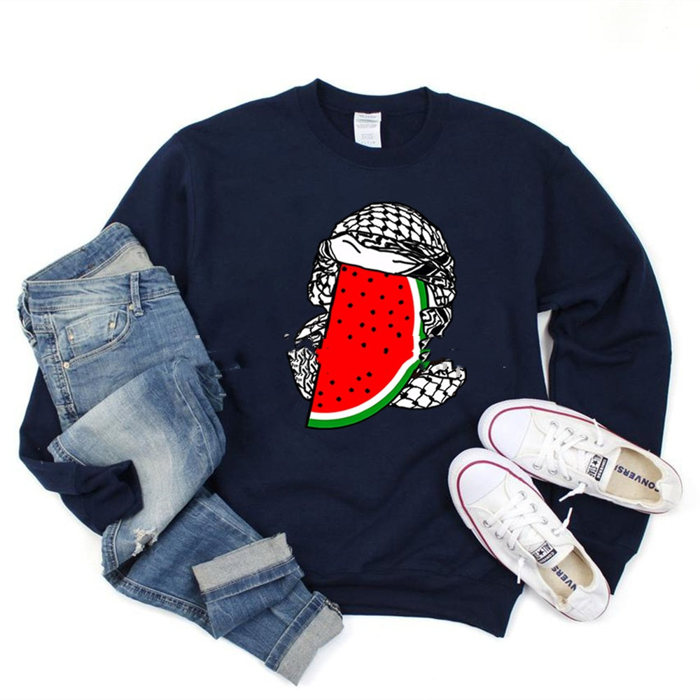 Women's Casual Watermelon Print Long Sleeve Pullover