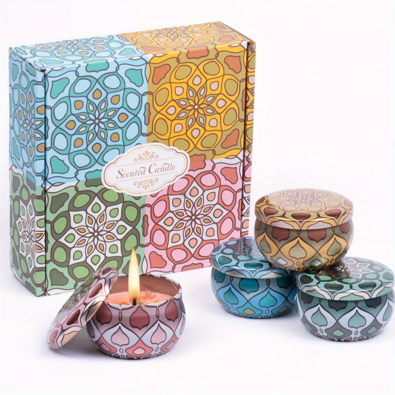 4-Pack Soy Wax Scented Candles – 2.5 oz Each, 60-Hour Burn, Cocoa, Jasmine, Vanilla, Lemon