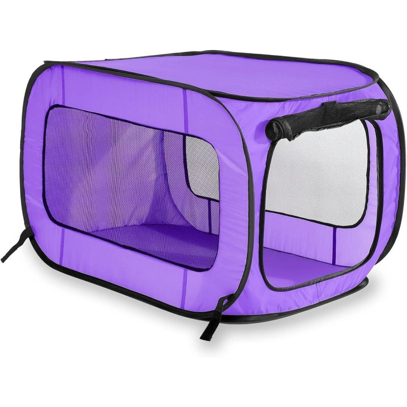 Portable Collapsible Dog Crate Kennel With Removable Top & Front Panels - Heavy-duty Laminated Wood Construction, Spacious 32.5l X 19.5w X 19.5h Travel & Home Crate, Ventilation Mesh & Secure Locking