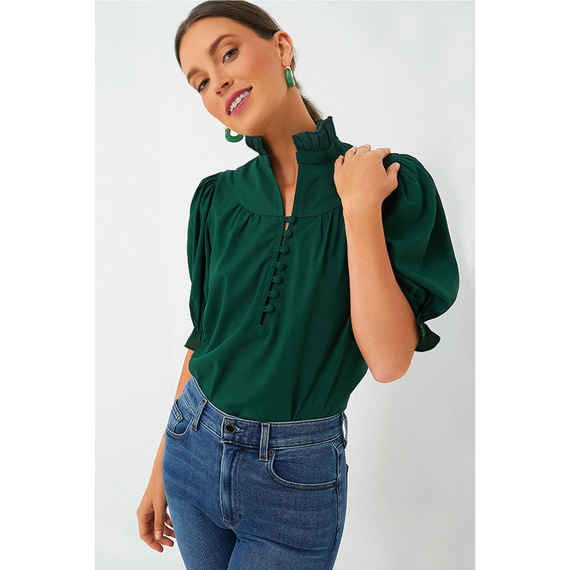 New Ruffled Short Sleeves Top For Women