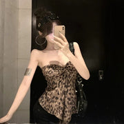 Leopard Print Twist-Back Tube Top – Sexy Slim Fit Vest