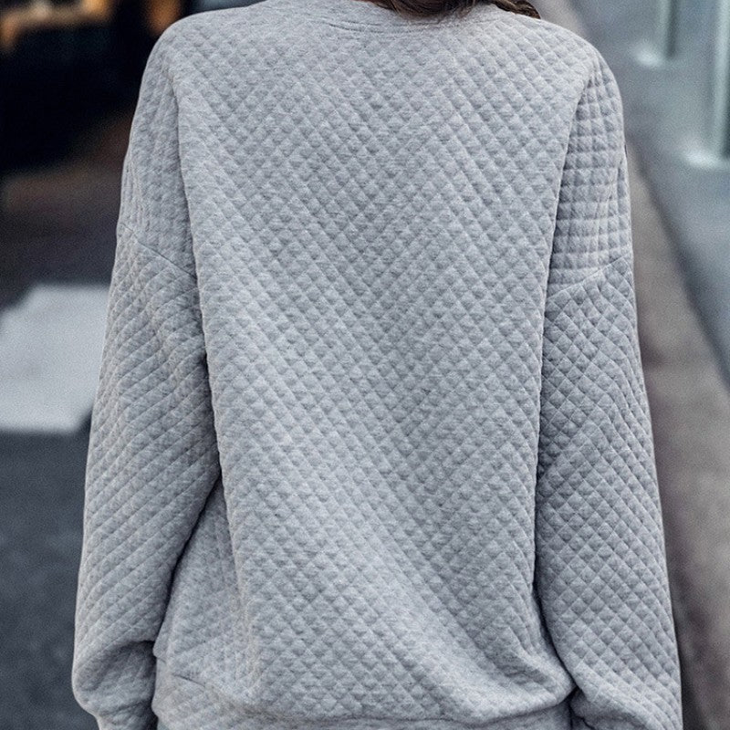 Leopard Splicing Drop Shoulder Zipper Women's Sweater