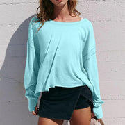 Backless Hollow-Out Long-Sleeve Tee
