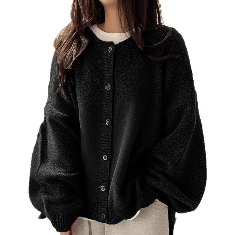 Vintage-button Sweater Cardigan Fashionable and Loose-fitting for Women