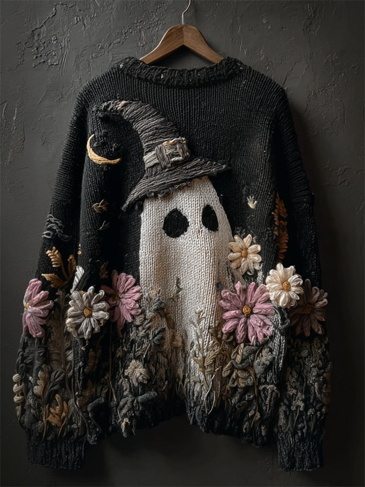 Digital-print Crew-neck Loose-fit Sweater