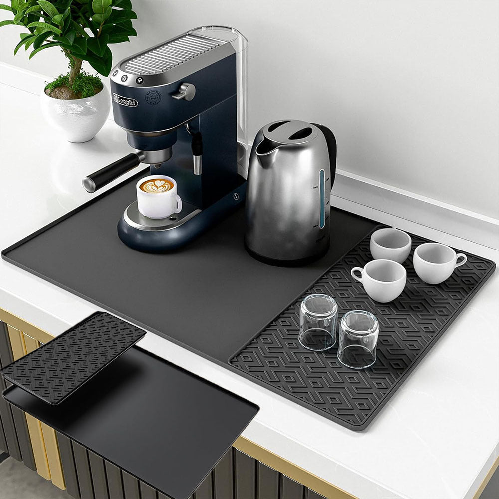 Silicone Coffee Mat 24 × 16 in – Non‑Slip Bar Mat with Detachable Drying Layer for Espresso Machines, Countertops and Dish Racks
