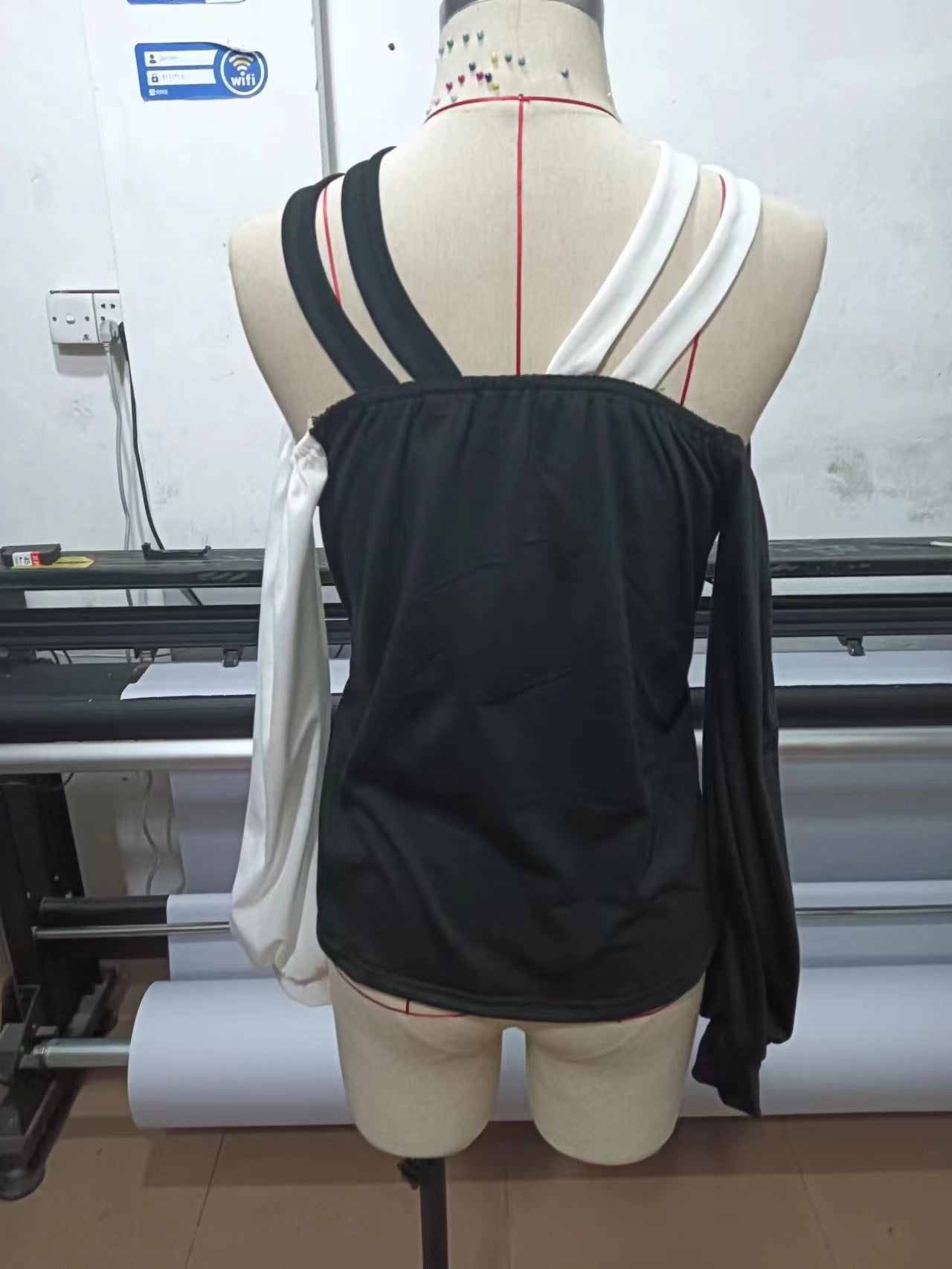 Chic Colorblock Cross-Belt Casual Women's Top