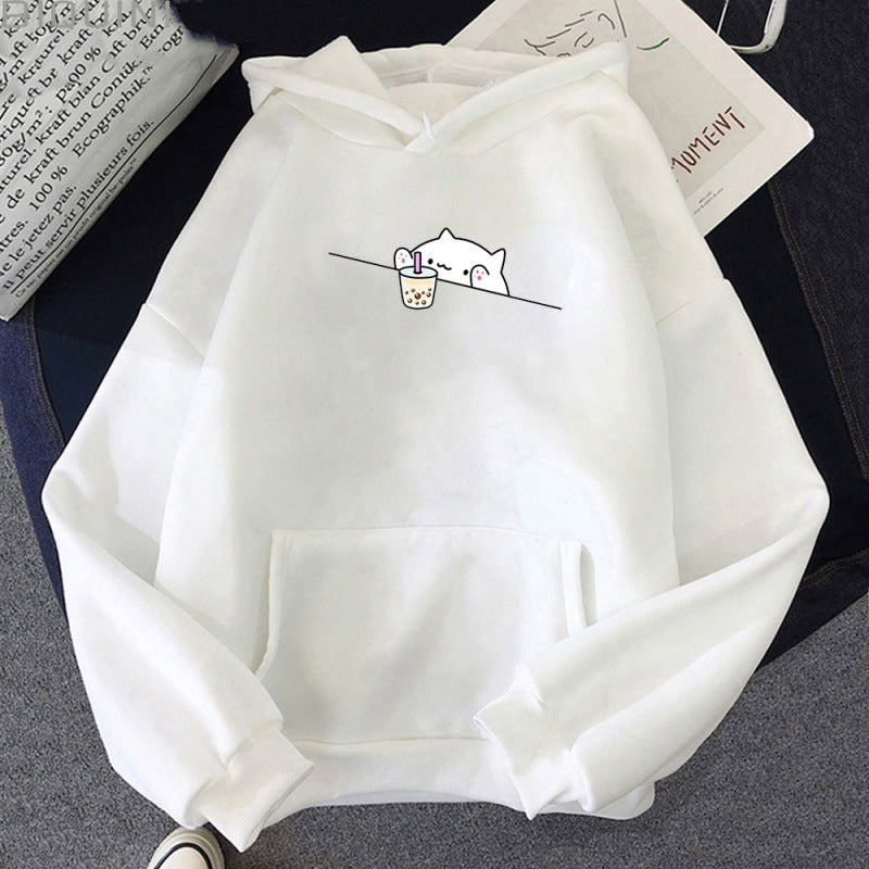 Cozy Streetwear Letter Print Women's Hooded Sweatshirt