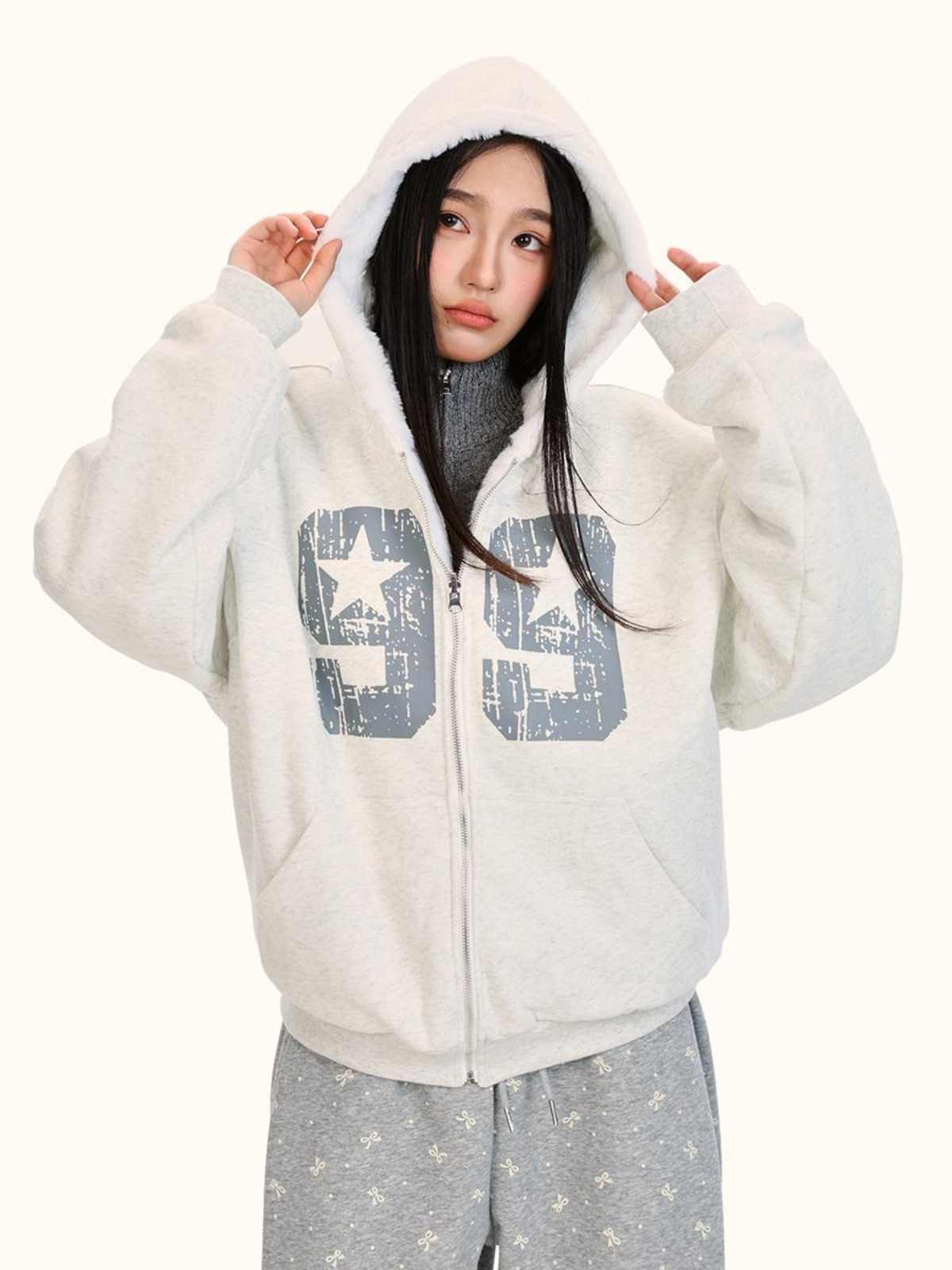 Reversible Fleece-Lined Padded Zip Hoodie