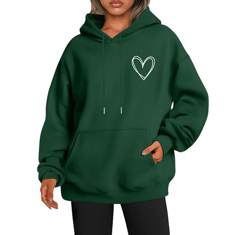 Cozy Korean Style Brushed Fleece Hooded Sweatshirt