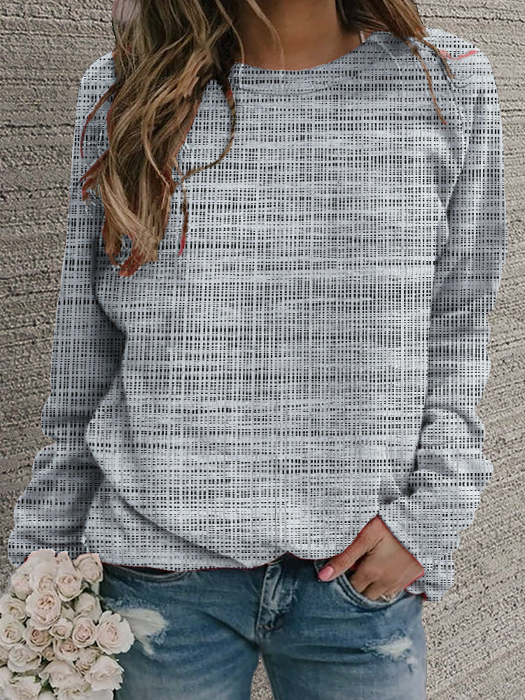 Women's Retro Floral Round Neck Casual Sweater