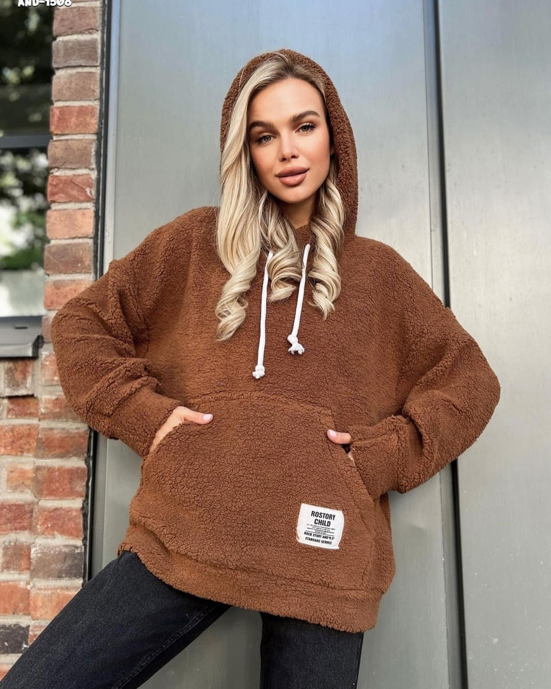 Cozy Flannel Long-Sleeve Pullover Sweatshirt