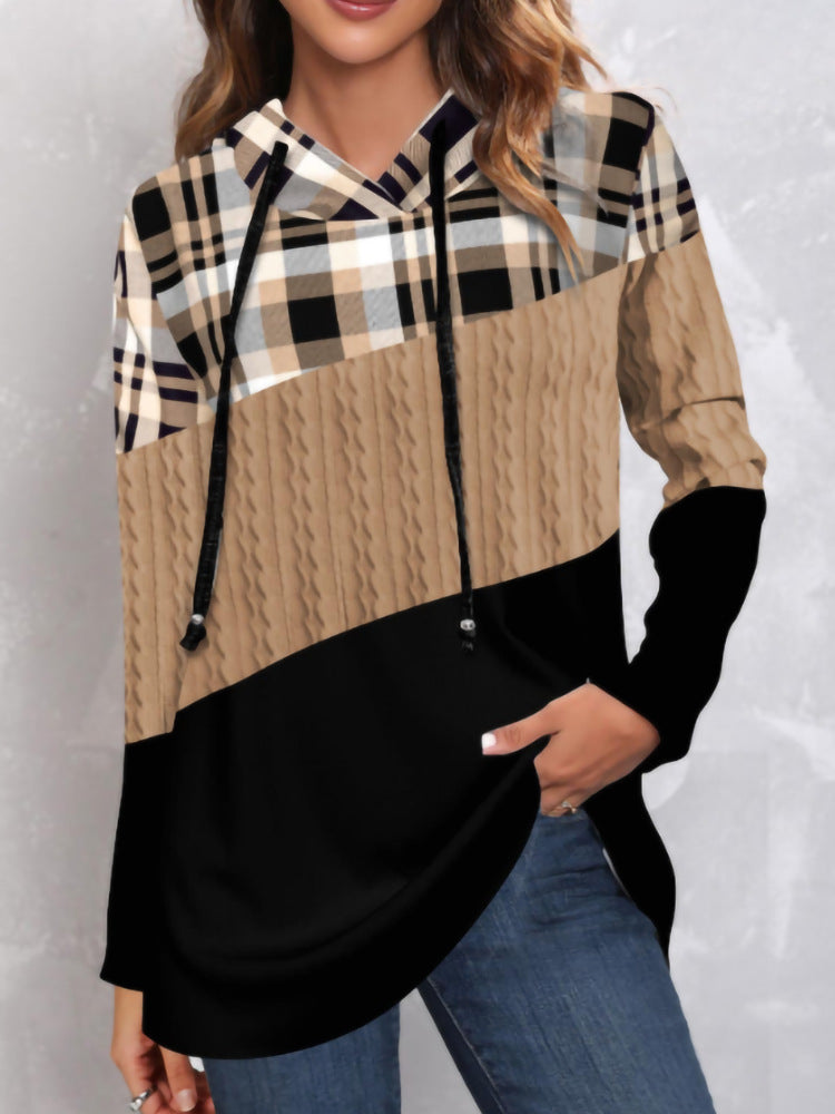 Women's Casual Hooded Digital Print Pullover Sweater