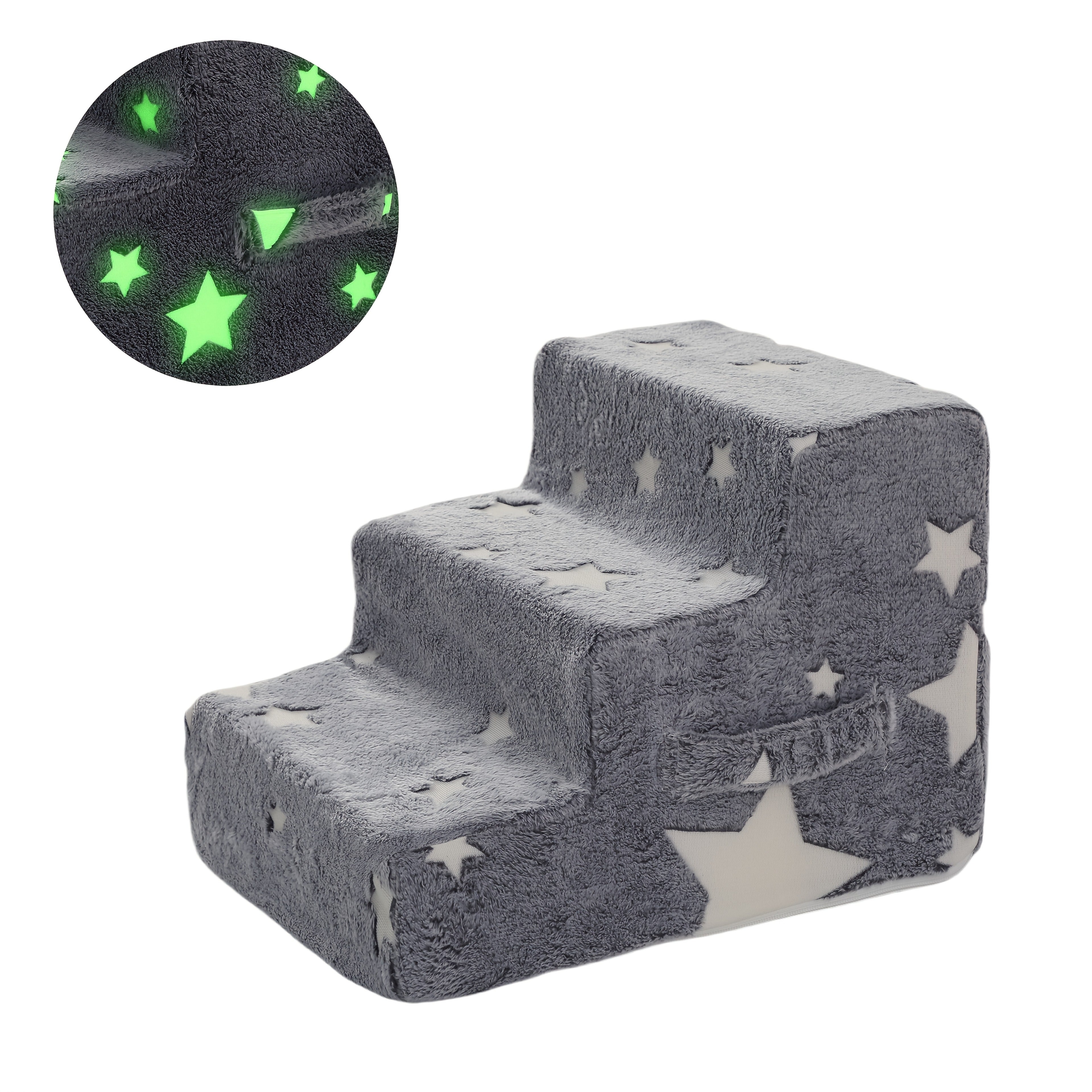 3-step Dog Stairs 3-step Dog Stairs For Small & Medium Dogs - Non-slip Removable Pet Steps With Soft Sponge Material, Cartoon Design & Star Pattern, Durable Pet Bed For Indoor/outdoor Use, Easy To
