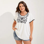 Soft White Floral Print T-Shirt – Loose Casual Fit