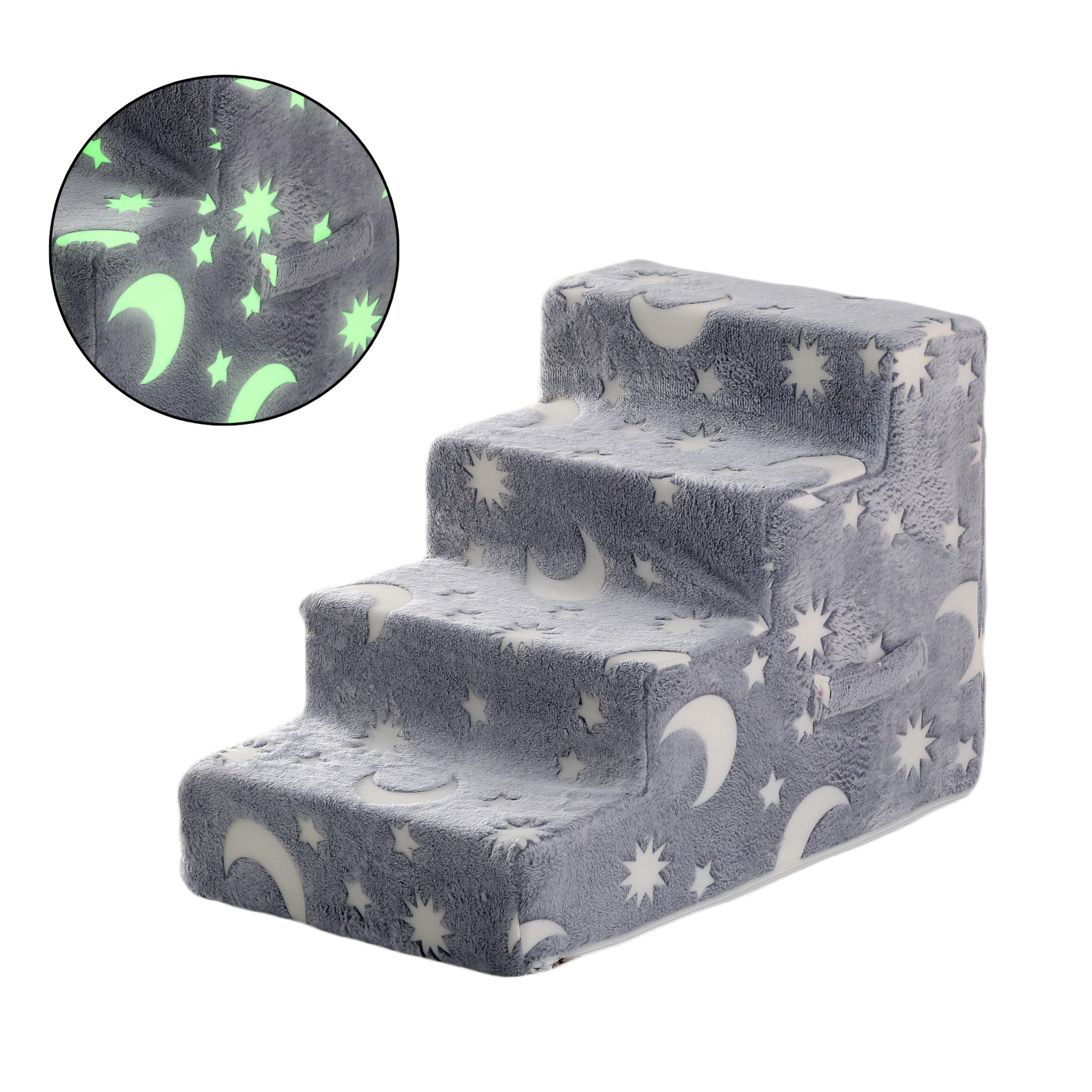 3-step Dog Stairs 3-step Dog Stairs For Small & Medium Dogs - Non-slip Removable Pet Steps With Soft Sponge Material, Cartoon Design & Star Pattern, Durable Pet Bed For Indoor/outdoor Use, Easy To