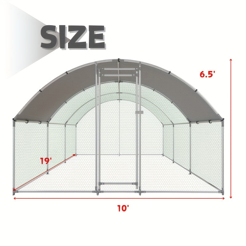 Large Walk-in Metal Chicken Coop with Waterproof and UV-proof Cover