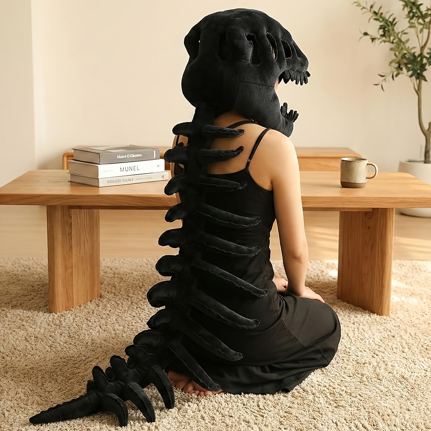 Dinosaur Skeleton Costume Onesie with Plush Spine Headband