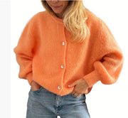 Round Neck Single-breasted Cardigan Women's Sweater