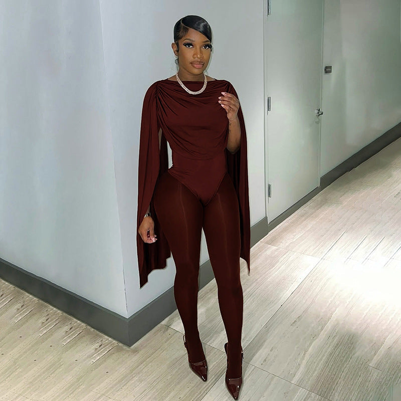 Women's Solid Patchwork Long Sleeve Mesh Jumpsuit