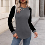 Slim-Fit Color-Block Long Sleeve T-Shirt – Cozy & Stylish