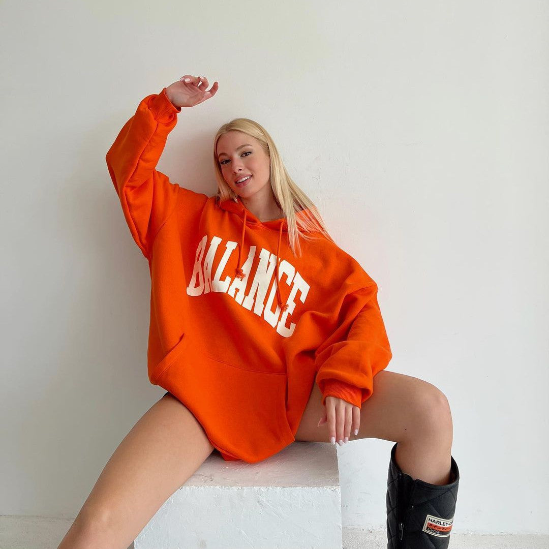 Cozy Printed Long Sleeve Hooded Sweatshirt for Women