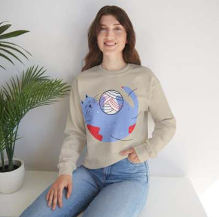 Chic Printed Round Neck Loose Sweatshirt for Women