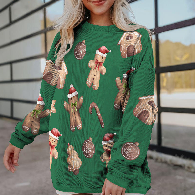 Women's Fashion Print Loose Long Sleeve Sweater