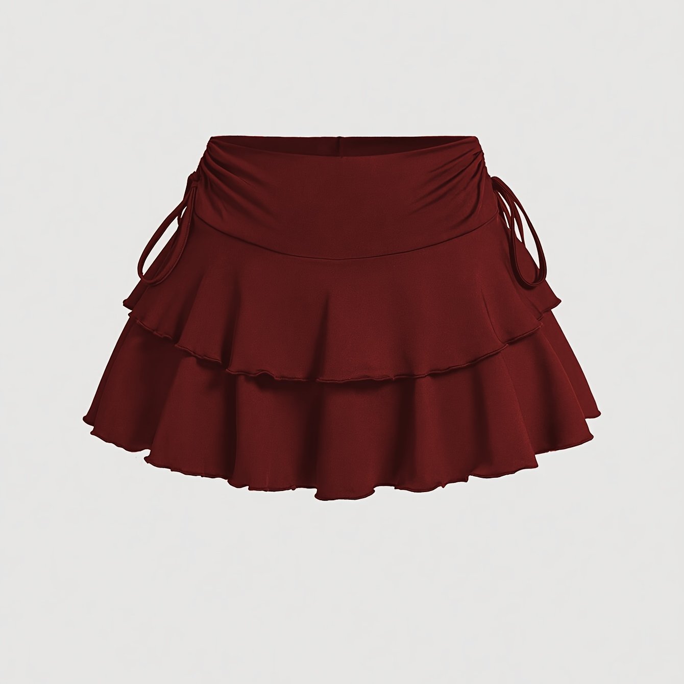 Women's Plus Size Side Drawstring Tiered Skirt with Multi-Hem