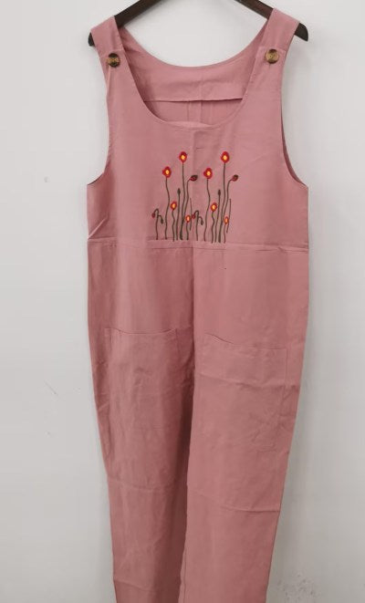Workwear Overalls Loose Embroidered Casual Pants Women's Overalls With Suspenders