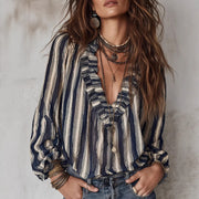 New Women's Striped Shirt Top