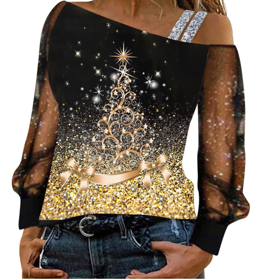 Chic Digital Printed Tulle Summer Sling Top