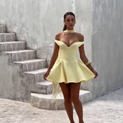 Womens Sexy V-neck Short Dress