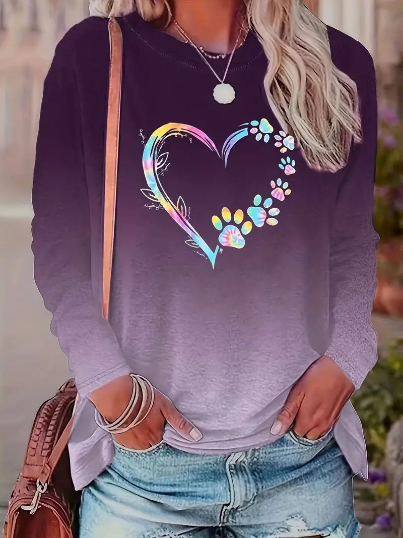 Women's 3D Printed Long Sleeve Crew Neck Sweatshirt