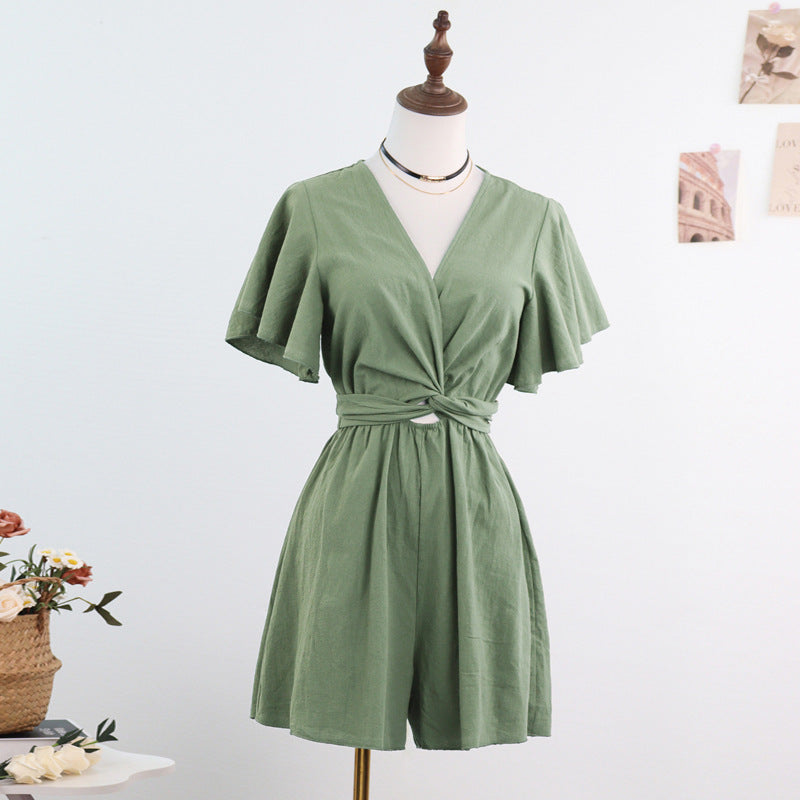 European And American Style Elegant Commuter V-Neck Jumpsuit