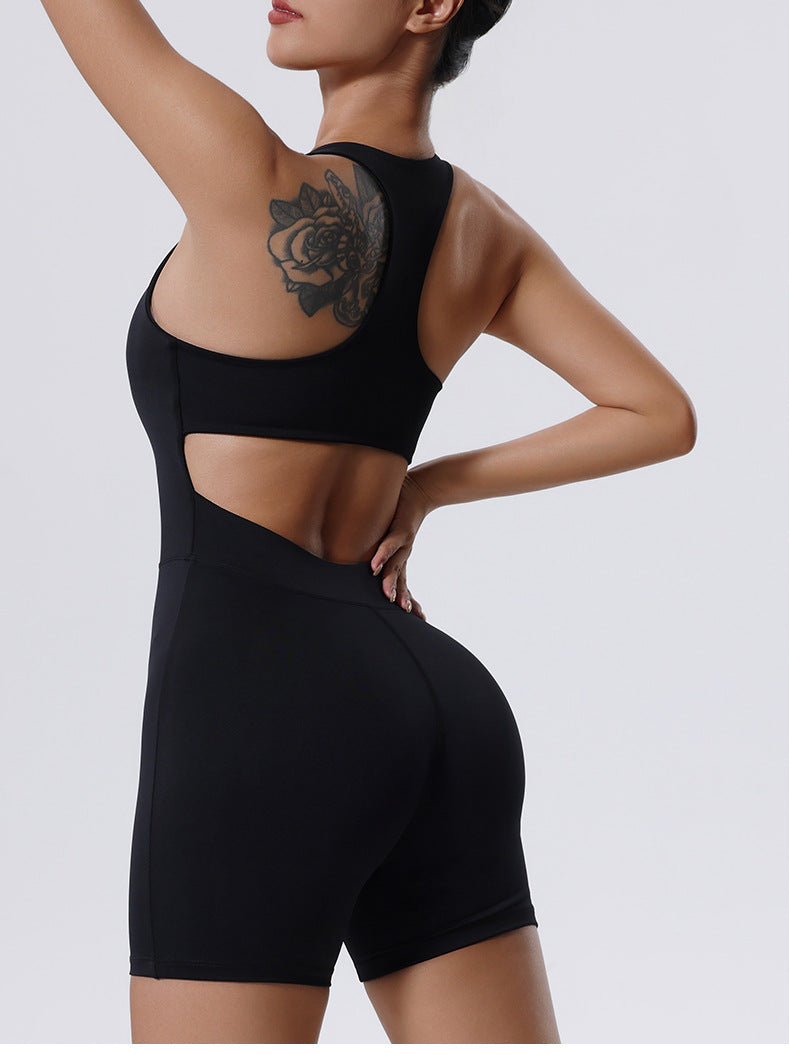 Women's Backless Zip Yoga Jumpsuit