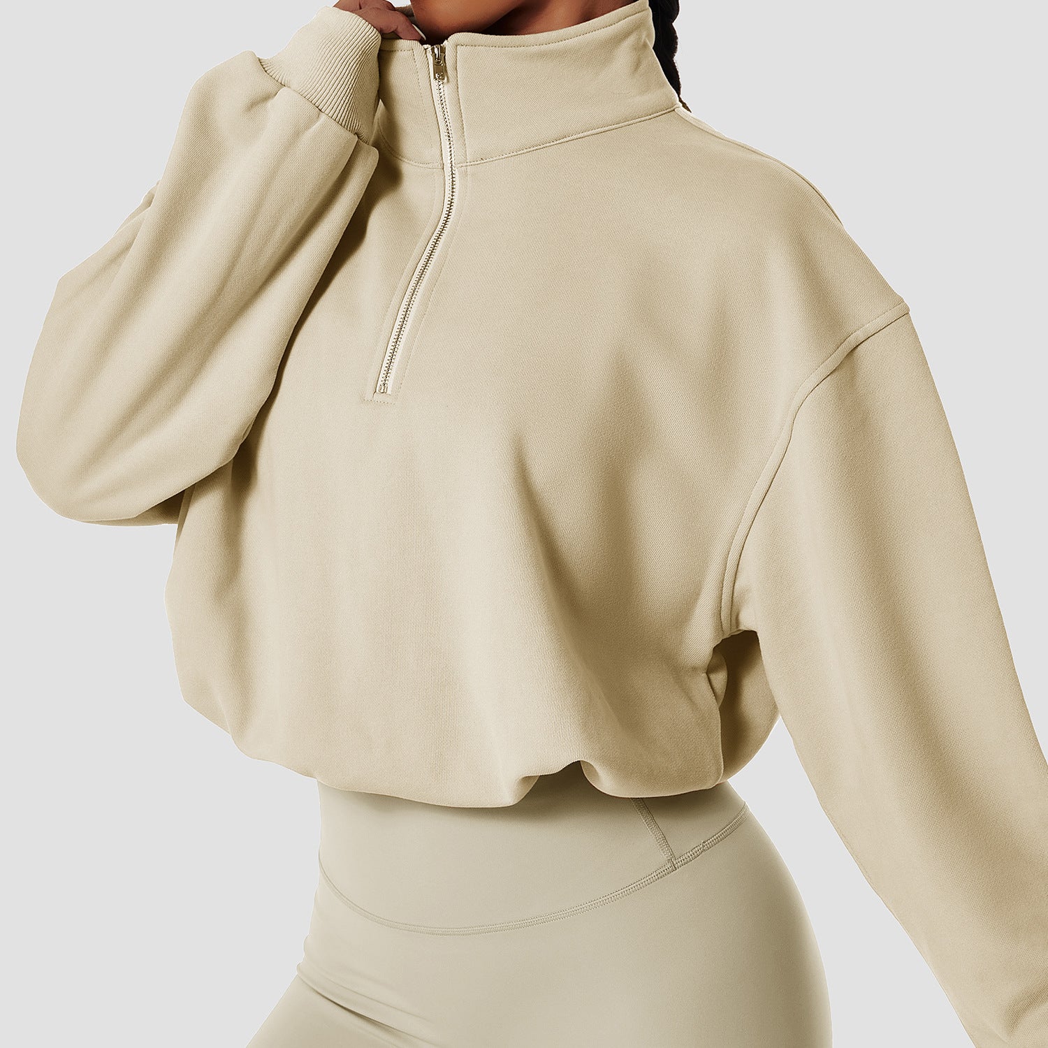 Women's High Neck Fitness Pullover Sweatshirt