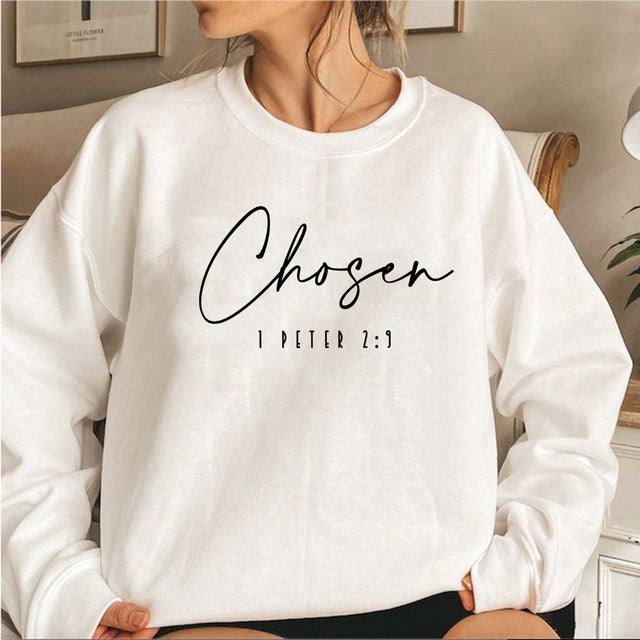 Women's Floral & Letter Print Long Sleeve Pullover
