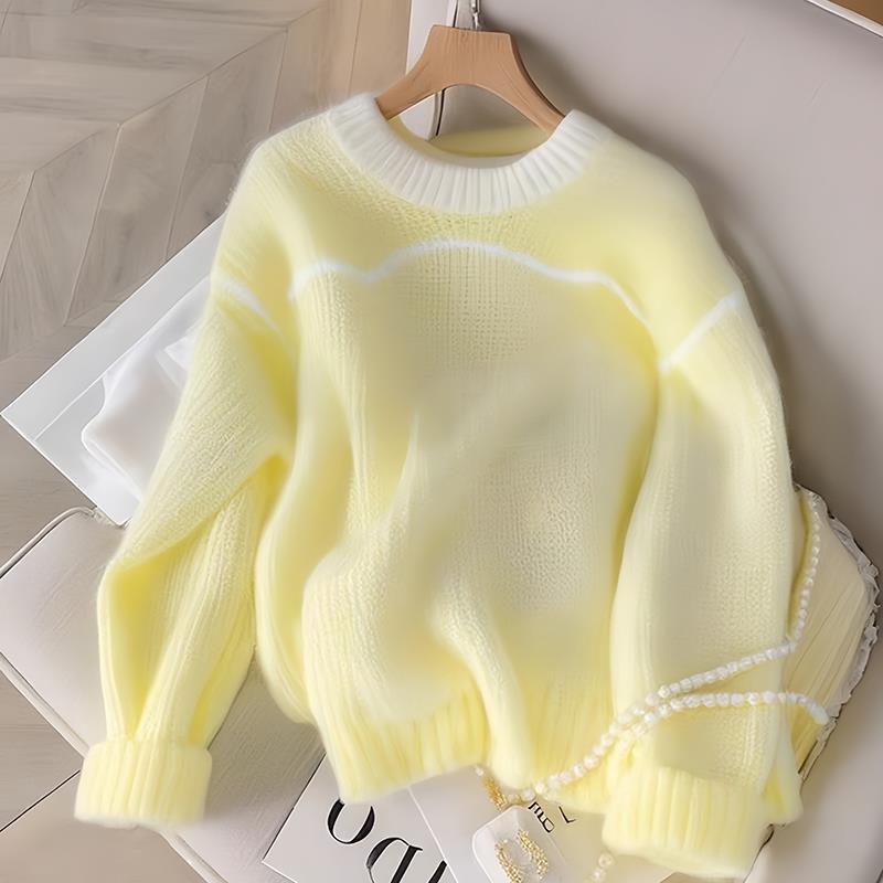 Lemon Yellow Loose Long-sleeved Sweater Sweater