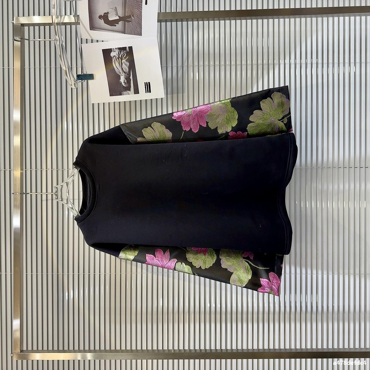 Women's Embroidered Floral Satin Sleeve Sweater Top