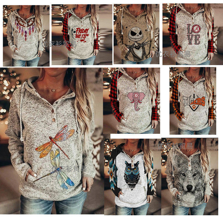 Cozy Gray Printed Women's Autumn & Winter Sweater