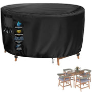 Extra Large 84 Inch Tall Round Patio Furniture Cover, Heavy Duty Waterproof Outdoor Cover for Bar Height Table Sets, Sectional Sofa Black