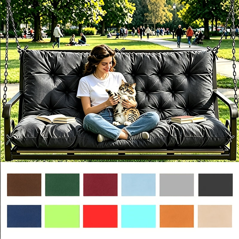 Porch Swing Cushions Outdoor Waterproof Thickened 5" Backyard Swing Cushion with Backrest And Ties 2-3 Seat Outdoor Swing Cushions Replacement for Porch Patio Garden Lawn 60/48/40X40X5 INCH