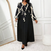 Elegant V-neck Midi Dress with a Floral Print