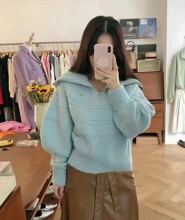 Women's Cozy Half-Zip Wool Pullover Sweater