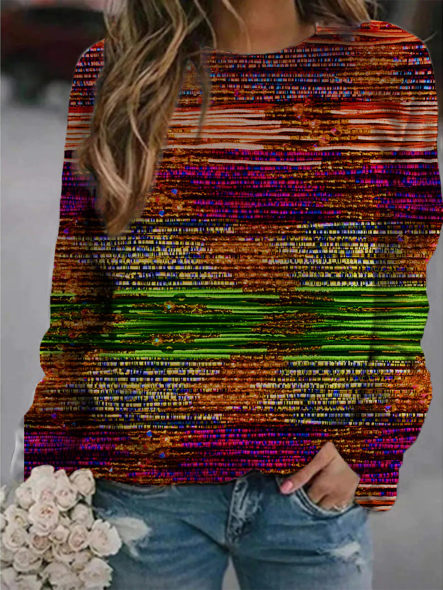 Artistic Abstract Print Loose Pullover Sweater