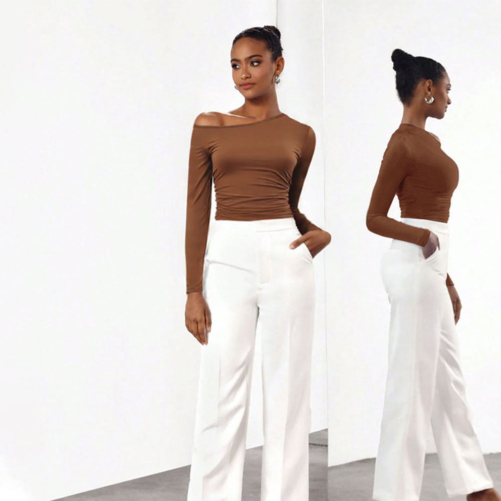 Y2K Off-Shoulder Slim Long-Sleeve Jumpsuit
